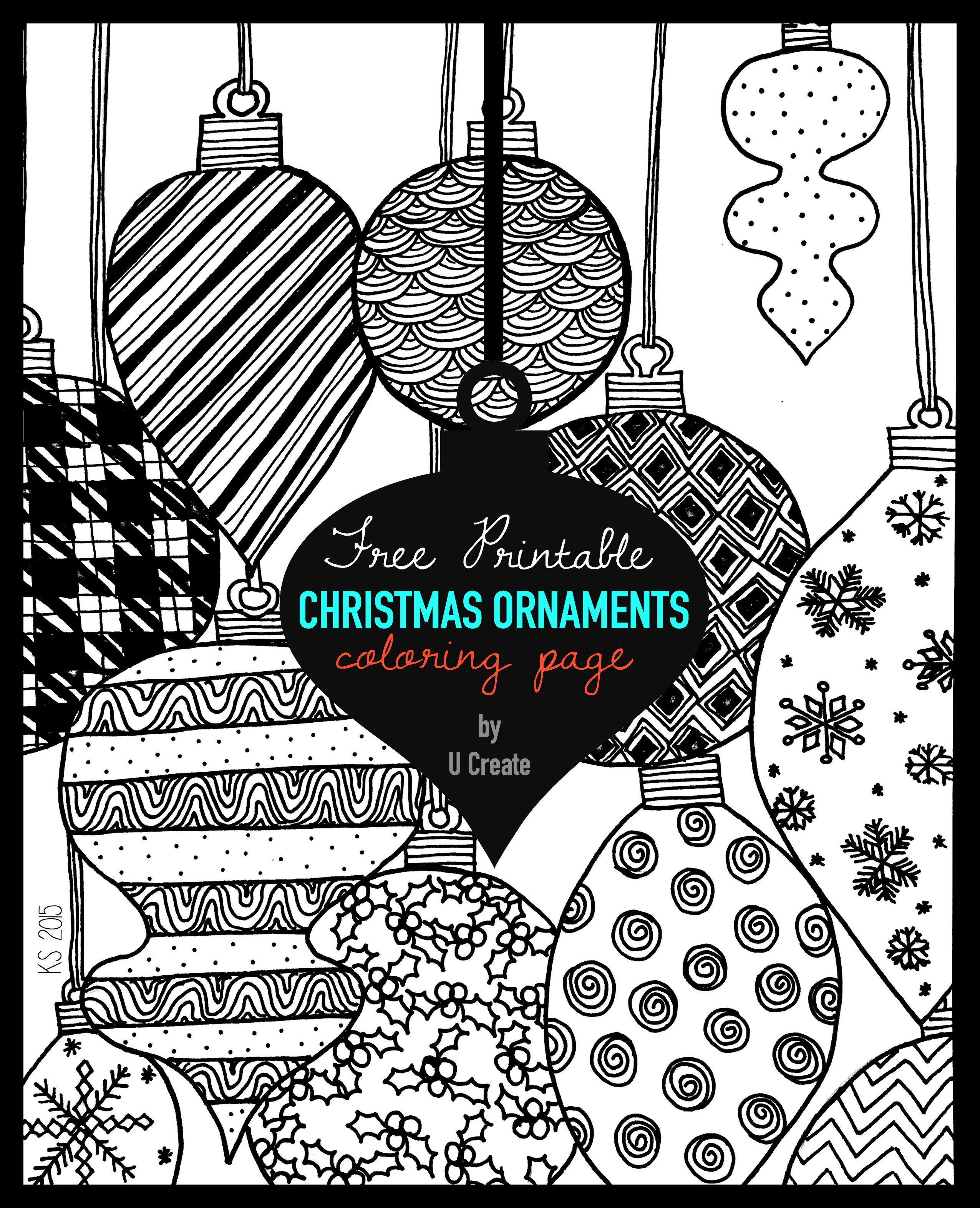 Christmas Ornaments Coloring Pages Printable
 Christmas Ornaments Adult Coloring Page U Create