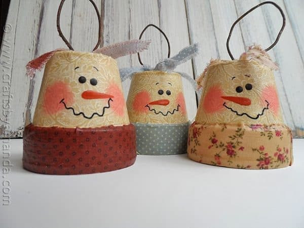 Christmas Projects For Adults
 Vintage Clay Pot Snowman Ornaments Crafts by Amanda