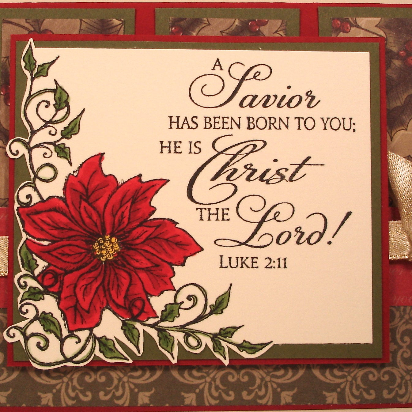 Christmas Scripture Quotes
 Religious Christmas Card with Bible Verse and Poinsettia