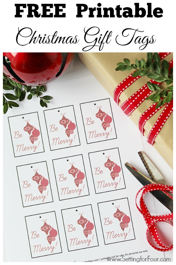 Christmas Tags DIY
 Free Printable Christmas Gift Tags Setting for Four