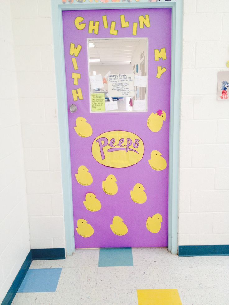 Classroom Easter Party Ideas
 Chillin with my peeps Easter April classroom door