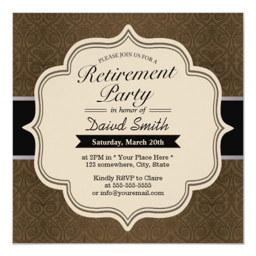 Classy Retirement Party Ideas
 Classy Brown Damask Retirement Party Invitations