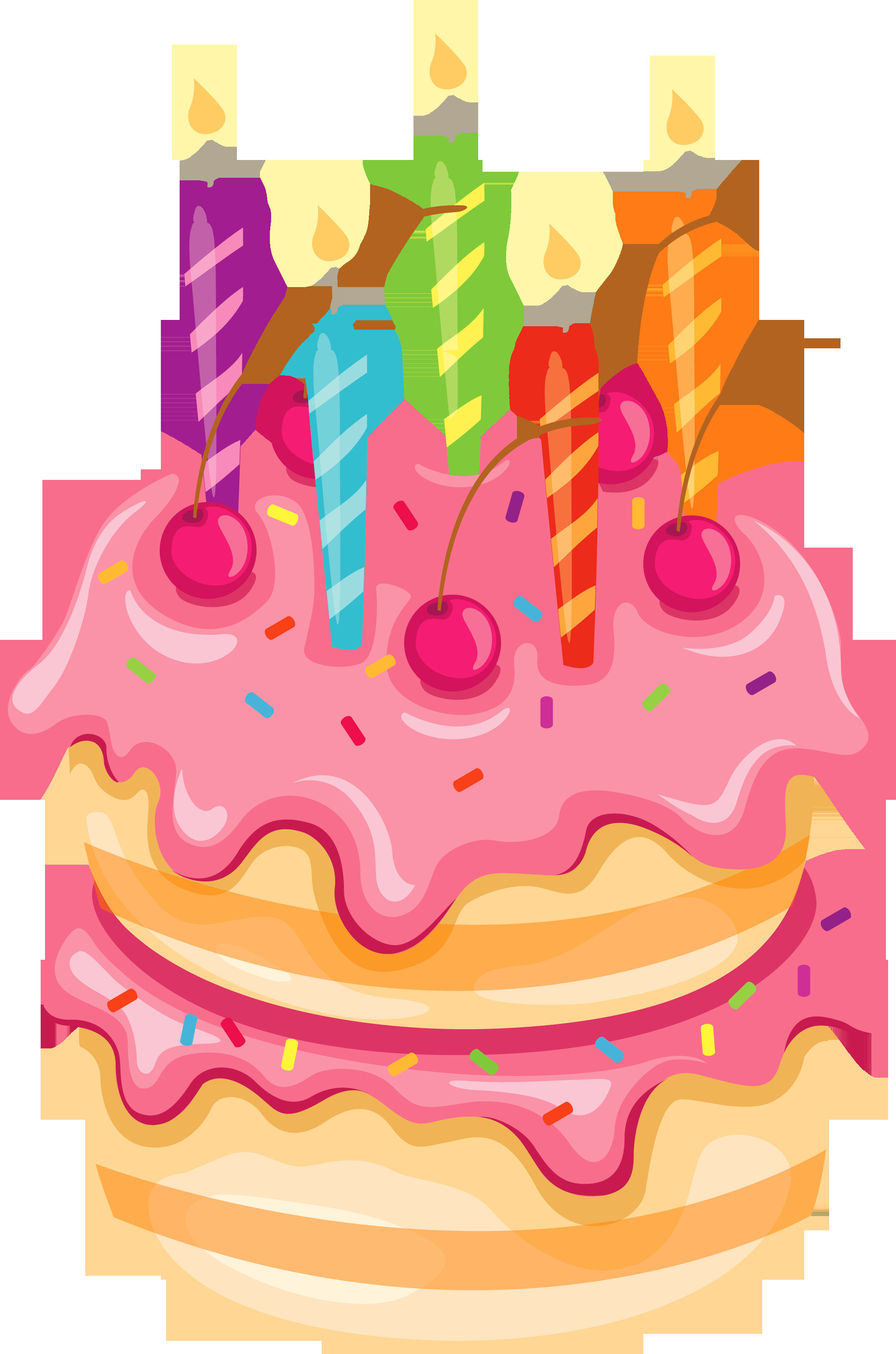 Clip Art Birthday Cake
 Pink Cake with Candles PNG Clipart