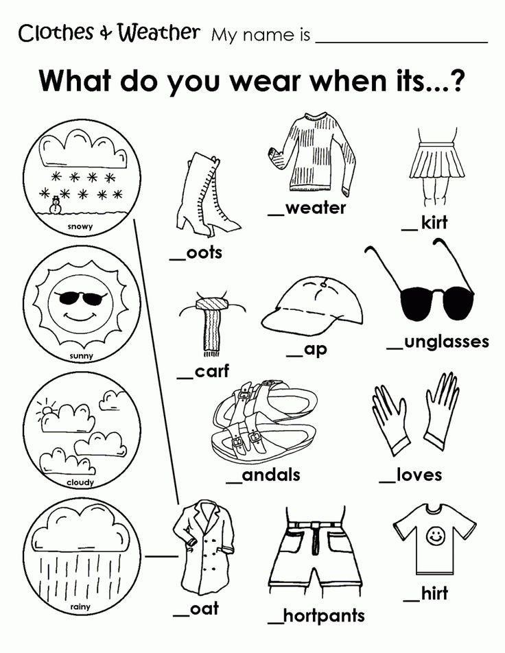 Clothing Coloring Pages Printables
 Printable Weather Clothes Worksheet