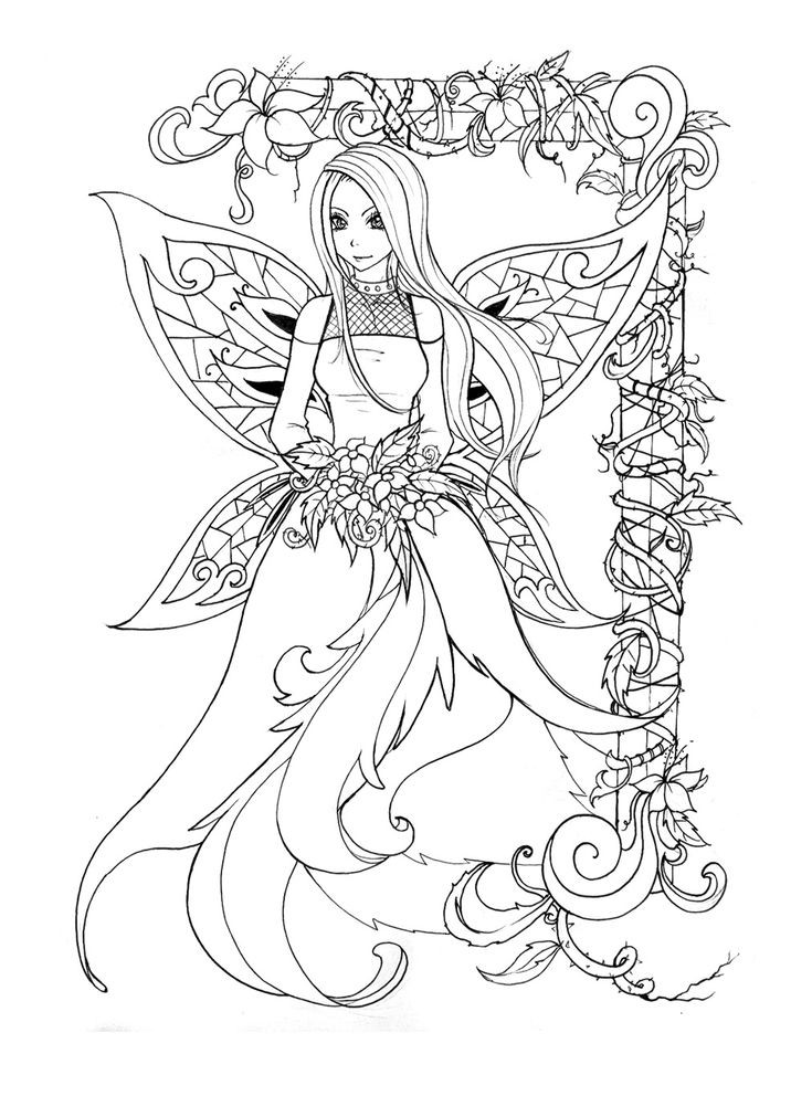 Color Art Coloring Books
 Lineart Fairy pic by back2lifeviantart on