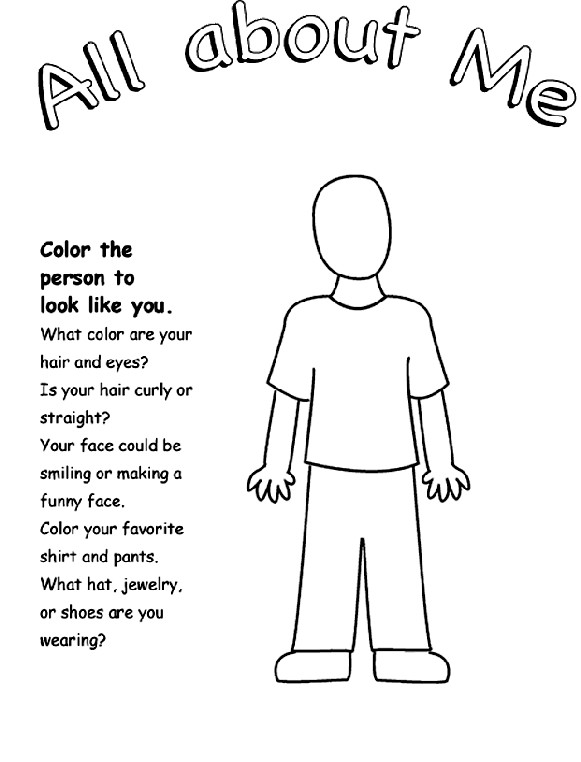Coloring Book For Me
 All About Me Coloring Page
