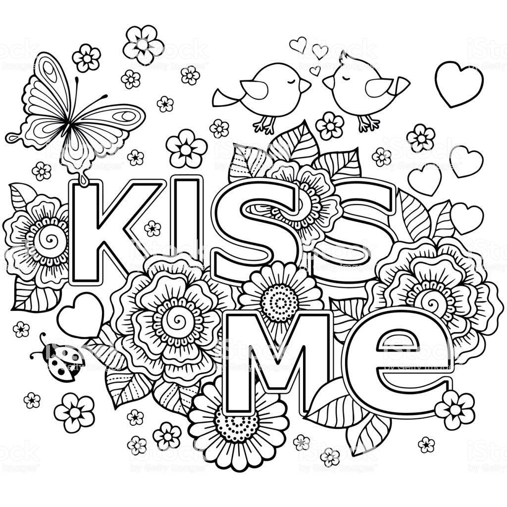 Coloring Book For Me
 Kiss Me Vector Abstract Coloring Book For Adult Design For
