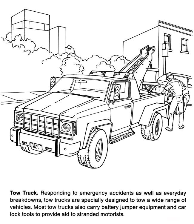 Coloring Book Pages For Boys Trucks
 tow truck coloring page