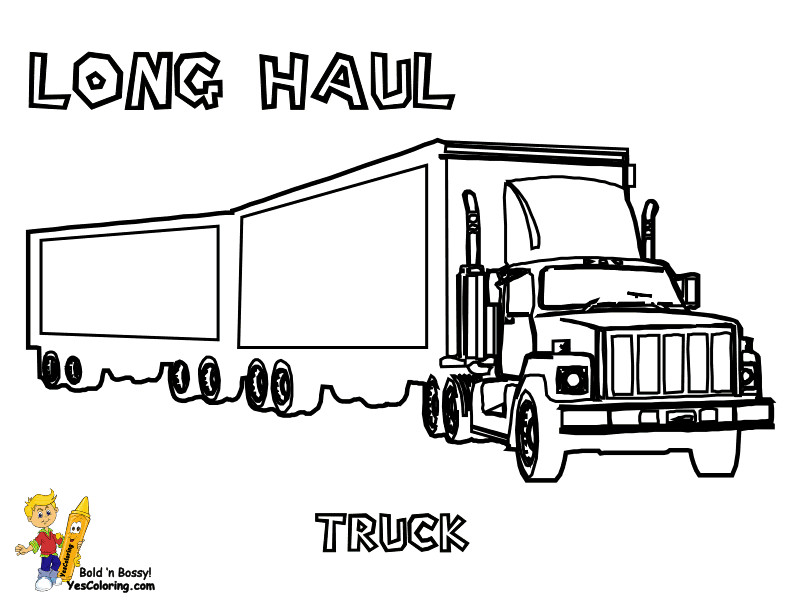 Coloring Book Pages For Boys Trucks
 Big Rig Truck Coloring Pages Free 18 Wheeler