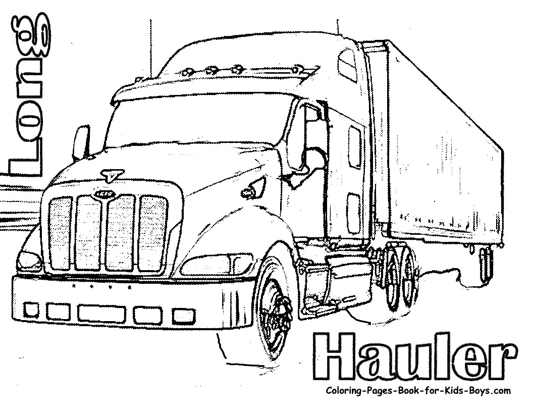 Coloring Book Pages For Boys Trucks
 Semi Truck Coloring Pages Coloring Pages &