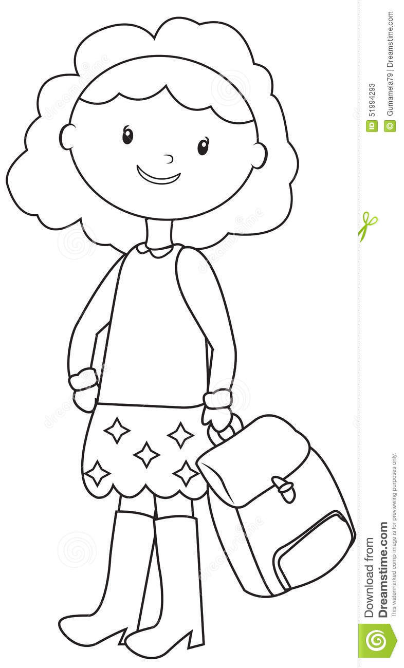 Coloring Books For Little Girls
 School girl coloring page stock illustration Illustration
