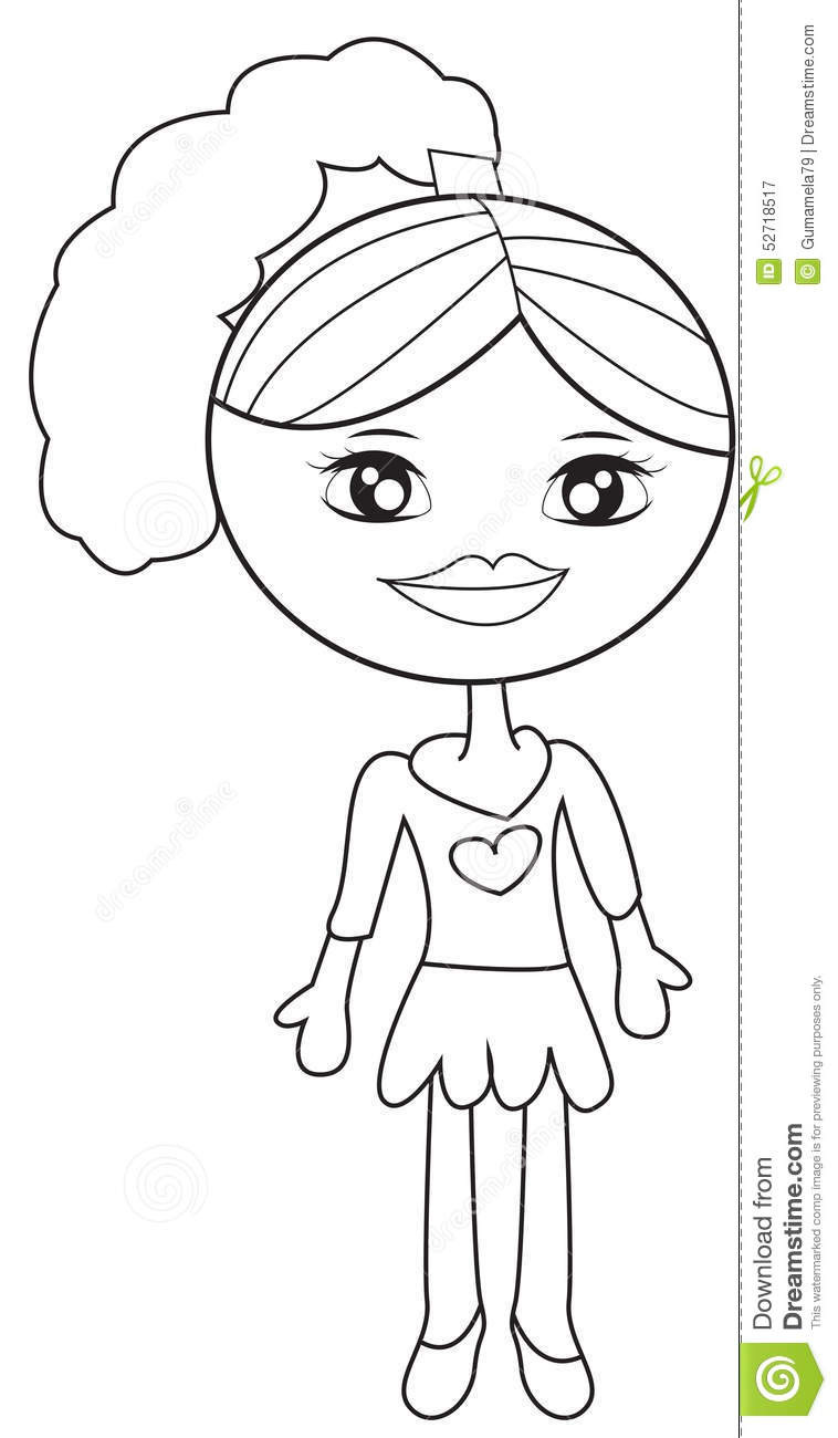 Coloring Books For Little Girls
 Little Girl In A Dress Coloring Page Stock Illustration