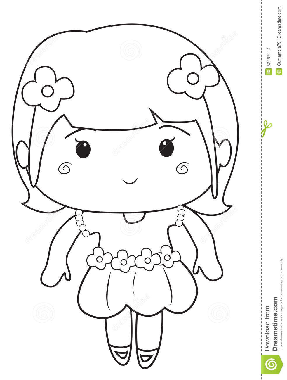Coloring Books For Little Girls
 Little Girl Wearing A Dress Coloring Page Stock