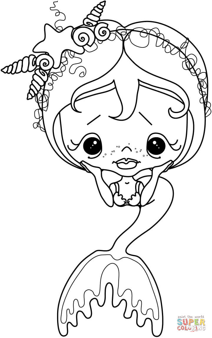 Coloring Books For Little Girls
 Mermaid clipart coloring page cute Pencil and in color