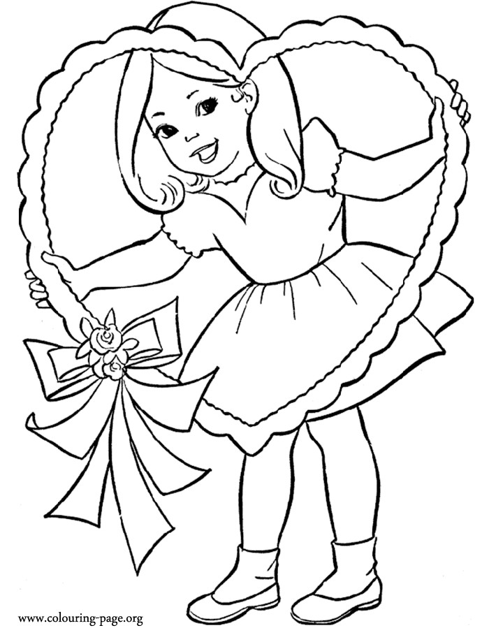 Coloring Books For Little Girls
 Valentine s Day Little girl and a Valentine s Day heart