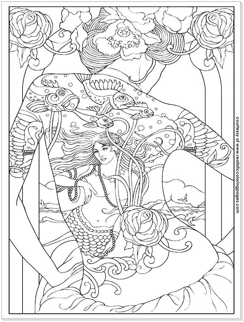 Coloring Pages Adults Girl
 8 Tattoo Design Adults Coloring Pages
