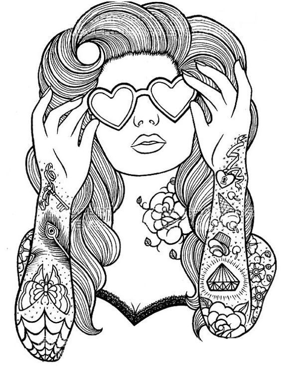 Coloring Pages Adults Girl
 To be Coloring and Punk girls on Pinterest