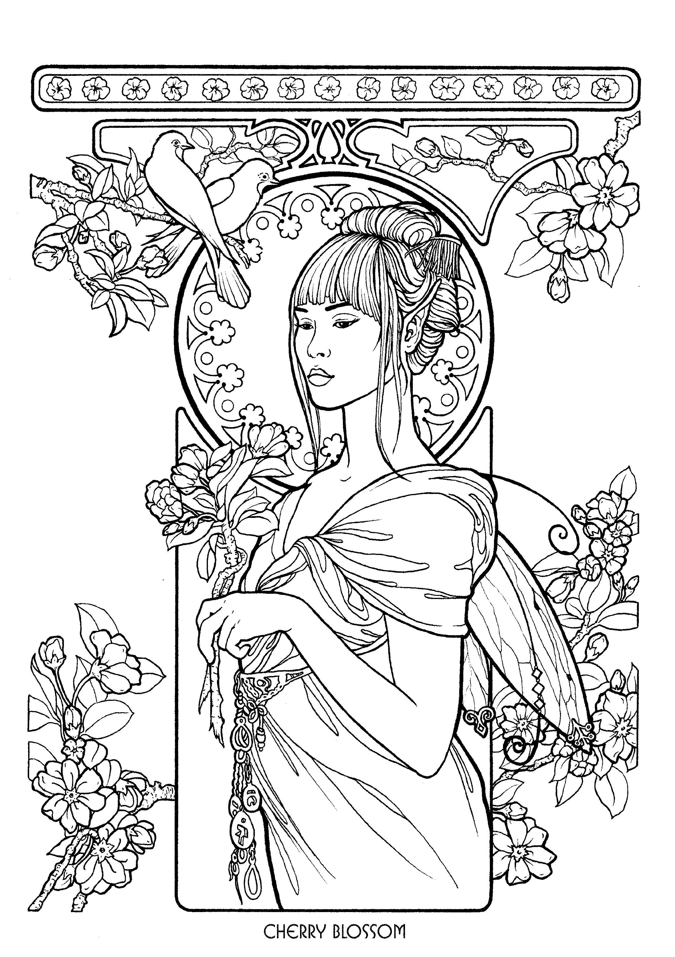 Coloring Pages Adults Girl
 Pin by Brenda Mendenhall on Art I Like