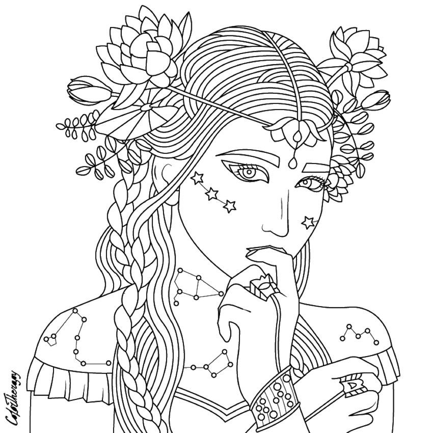 Coloring Pages Adults Girl
 Beauty coloring page