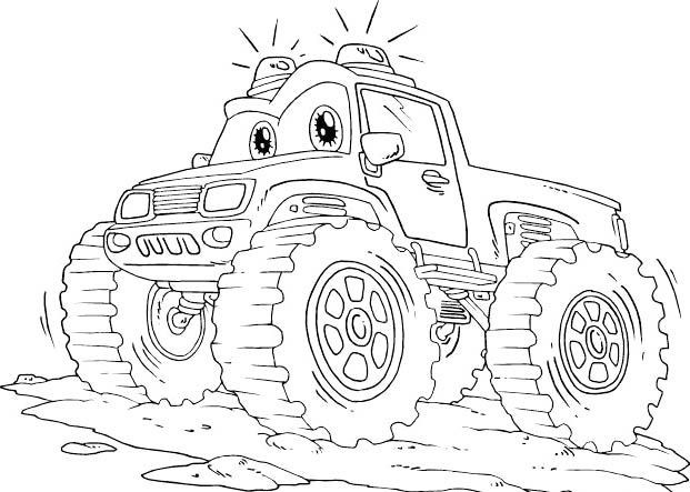 Coloring Pages Boys Monster Truck
 Monster Truck f Road With Flashing Lights Coloring Page