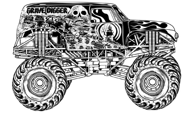 Coloring Pages Boys Monster Truck
 Download Grave Digger Monster Truck Coloring Pages