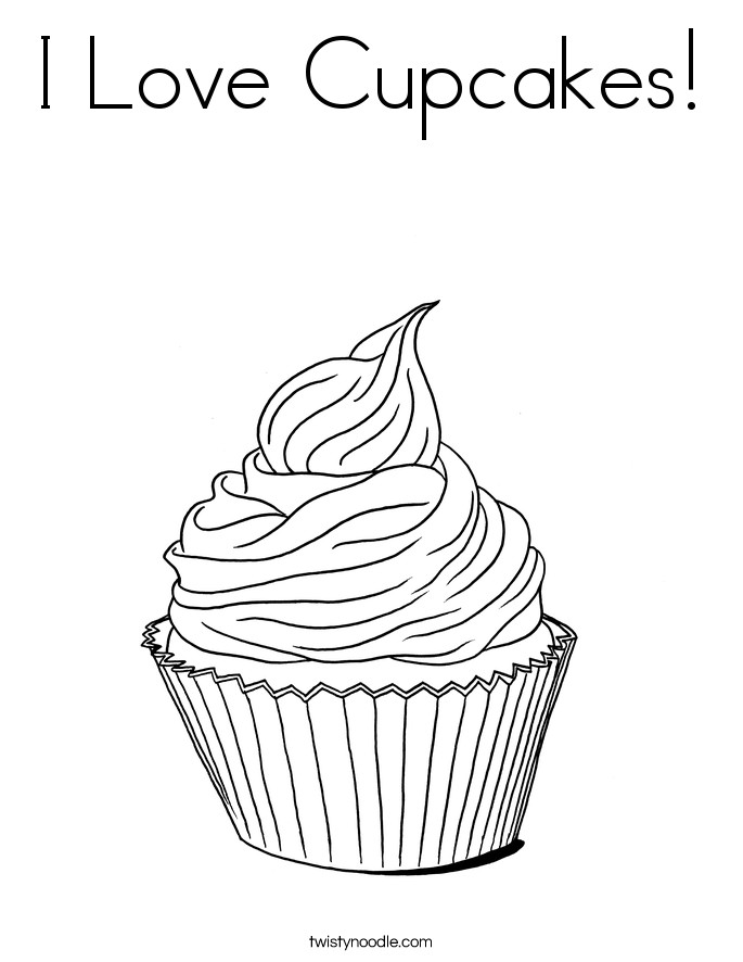 Coloring Pages Cupcakes
 I Love Cupcakes Coloring Page Twisty Noodle