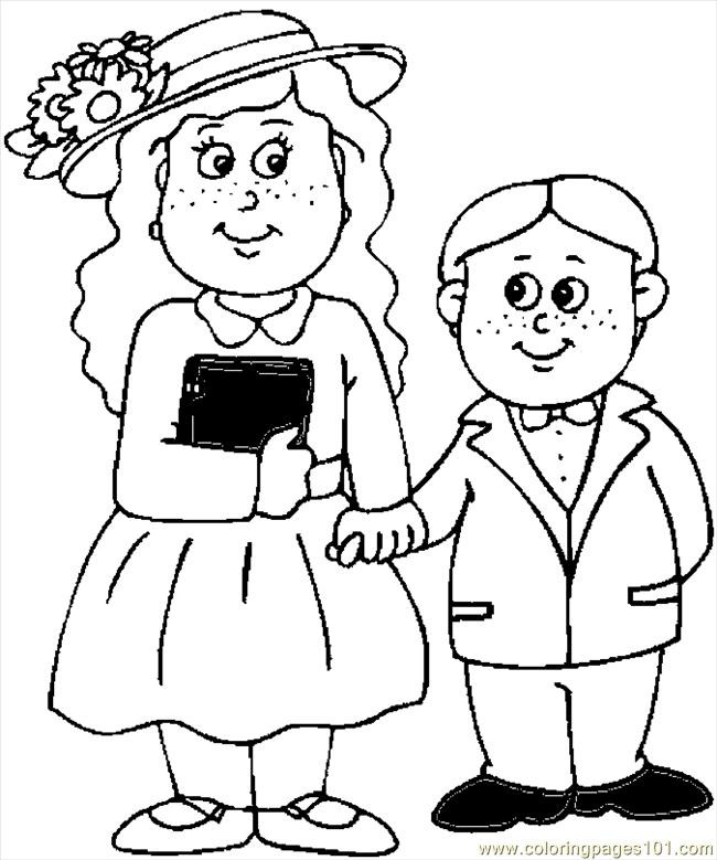 Coloring Pages Fashion Boys
 Kids In Easter Clothes Coloring Page Free Holidays