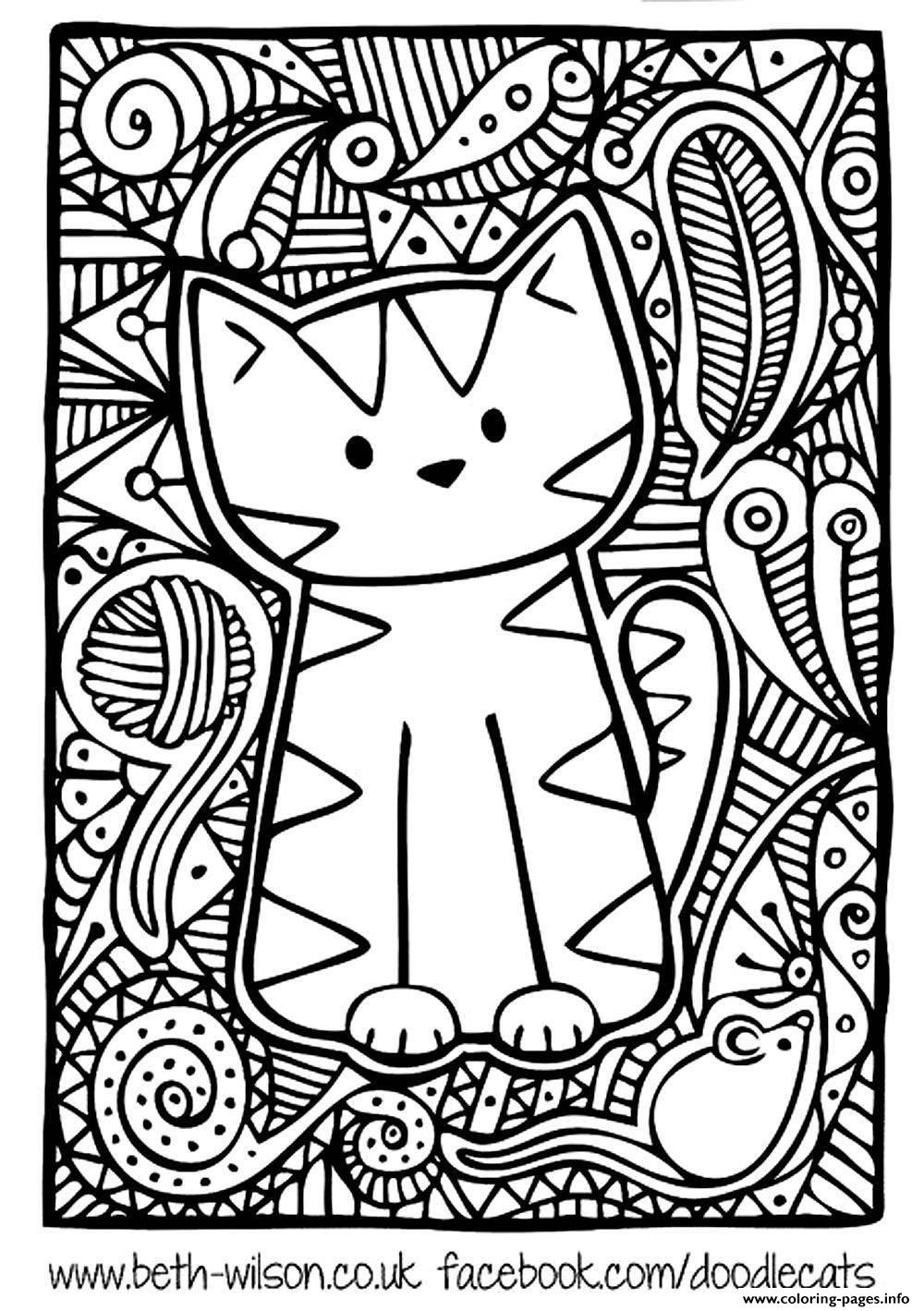 Coloring Pages For Adults Cats
 Adult Difficult Cute Cat Coloring Pages Printable