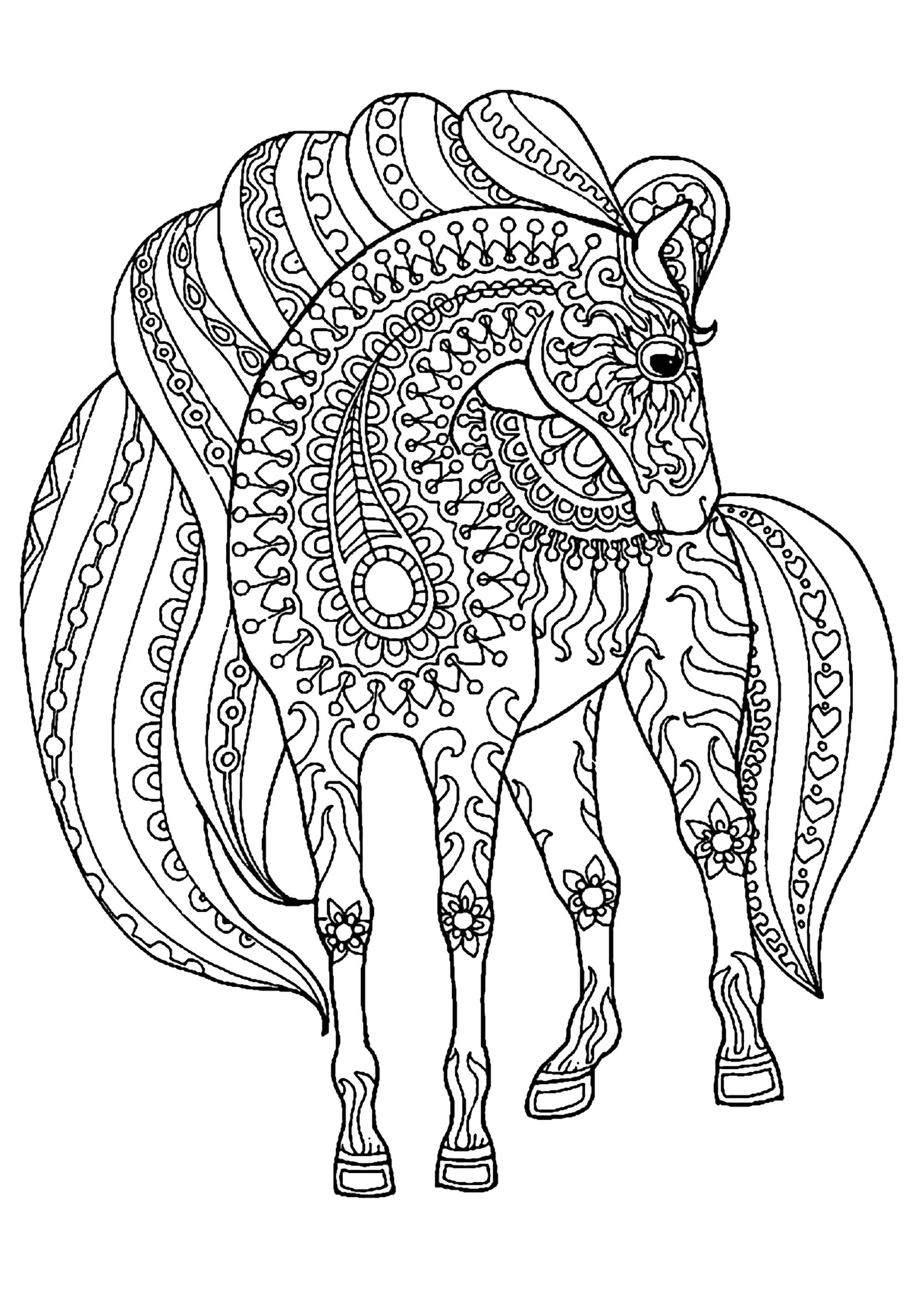 Coloring Pages For Adults Horses
 Horse simple zentangle patterns Horses Adult Coloring Pages