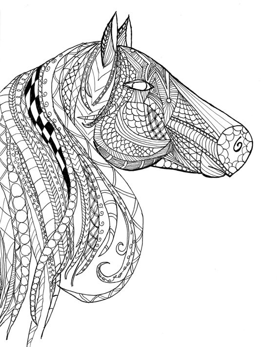 Coloring Pages For Adults Horses
 Horse Head Zentangle Adult Coloring Page
