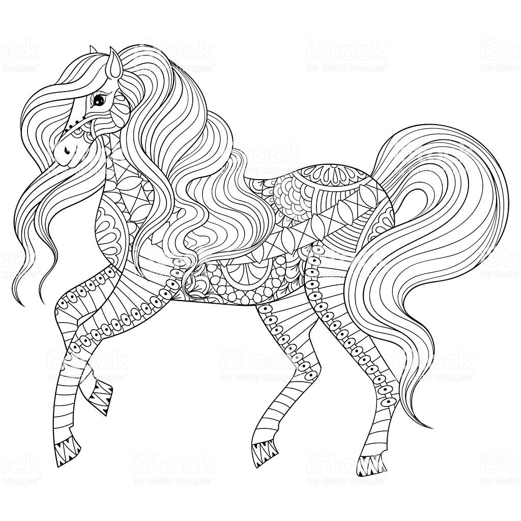 Coloring Pages For Adults Horses
 Hand Drawn Horse For Adult Coloring Page Art Therapy Stock