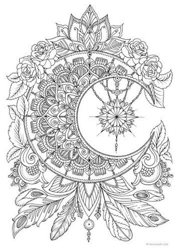 Coloring Pages For Adults Slutty Girls
 Moon Printable Adult Coloring Page from Favoreads