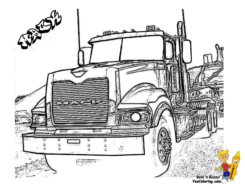 Coloring Pages For Big Boys
 Big Rig Truck Coloring Pages Free 18 Wheeler