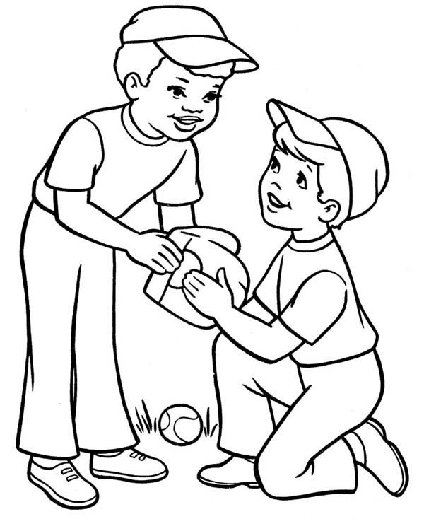 Coloring Pages For Boys Baseball
 Two Boys Playing Baseball Coloring Page Download & Print