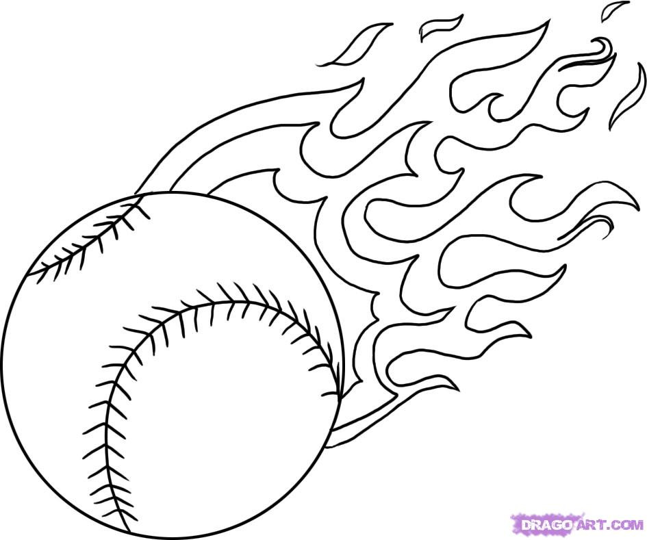 Coloring Pages For Boys Baseball
 Baseball Ball FLAMES Cool Coloring Pages