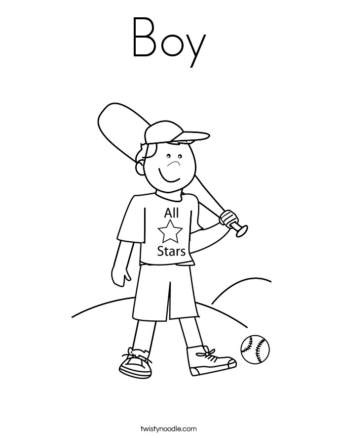 Coloring Pages For Boys Baseball
 Boy Coloring Page Twisty Noodle