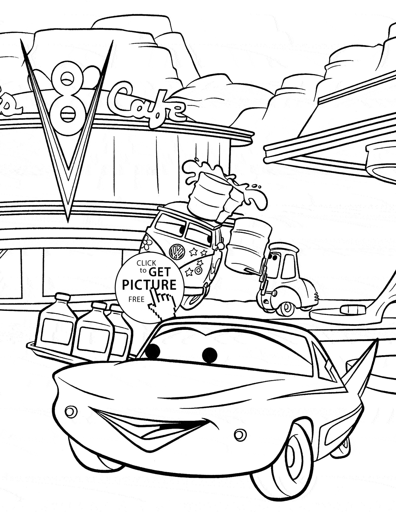Coloring Pages For Boys Cars 32
 Cars cafe 8 coloring page for kids disney coloring pages
