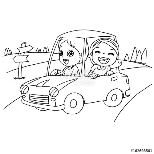 Coloring Pages For Boys Cars Truck
 "Little boy and friend driving a toy car coloring page
