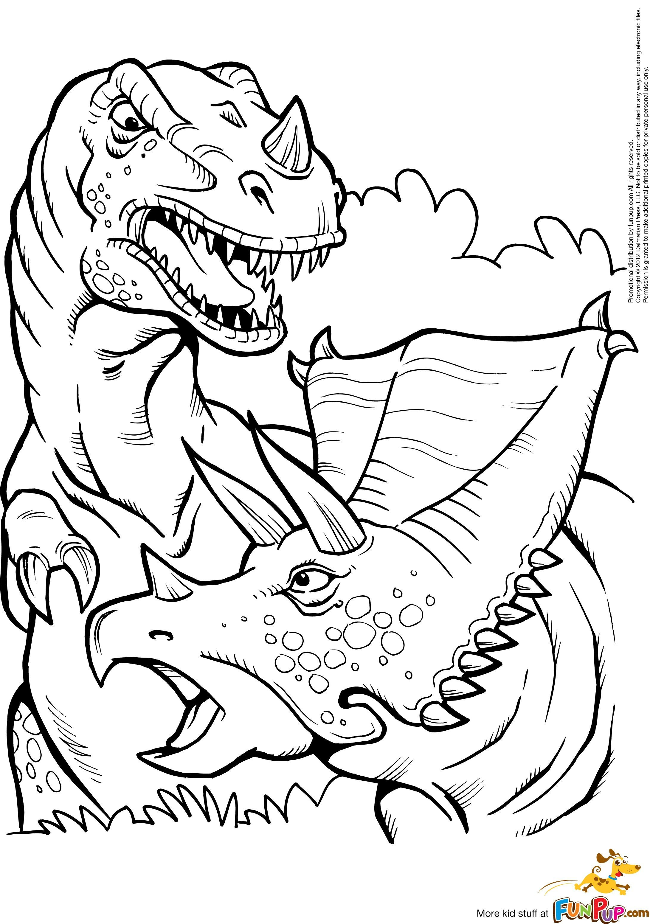 Coloring Pages For Boys Dinos
 Kleurplaat printable t rex and triceratops coloring page