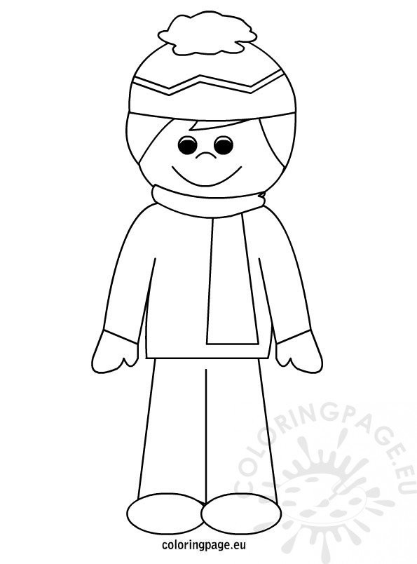Coloring Pages For Boys Easy Wintewr
 Boy in winter outfit – Coloring Page