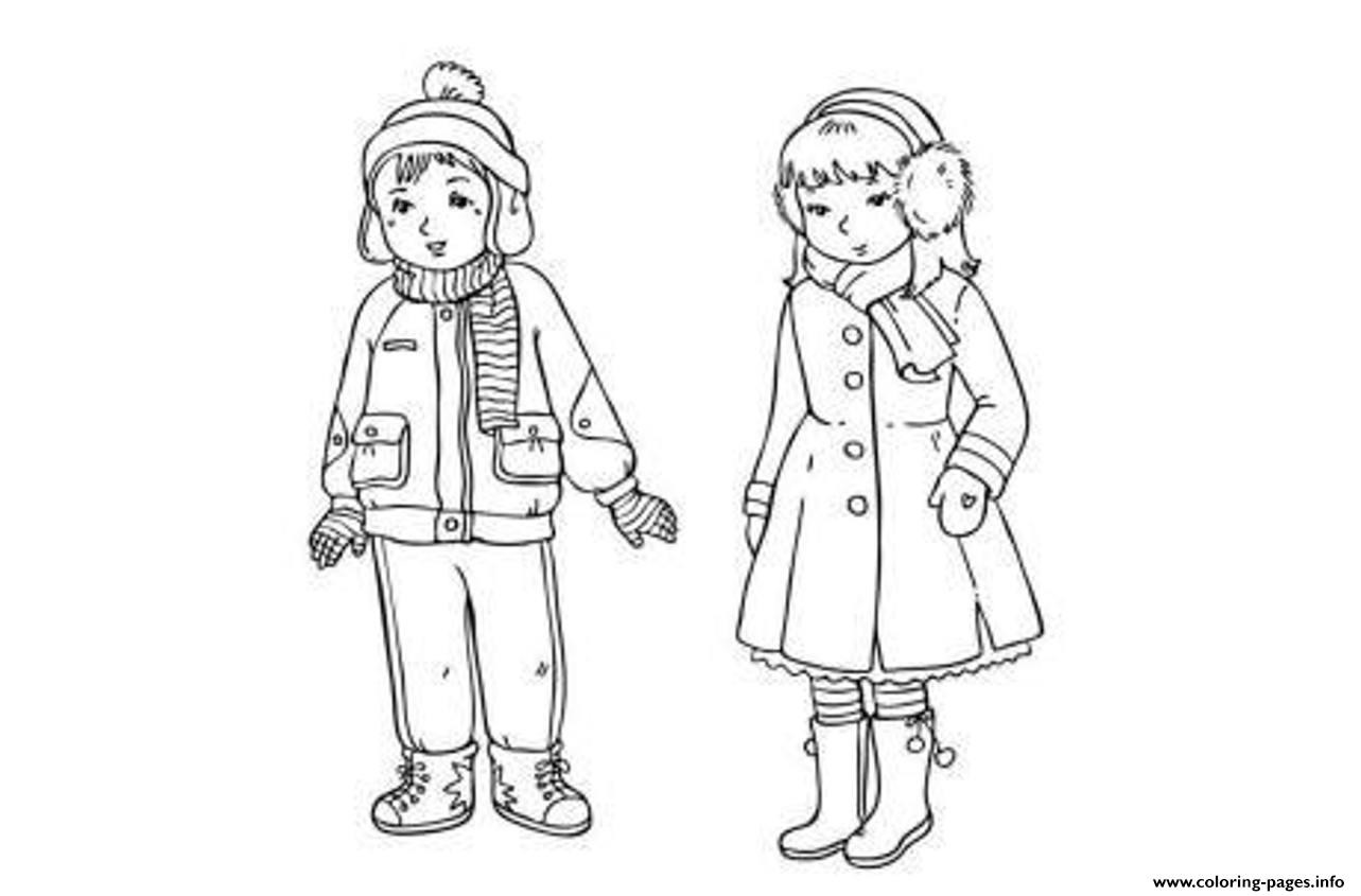 Coloring Pages For Boys Easy Wintewr
 Winter S Clothes For Boy And Girlb04e Coloring Pages Printable
