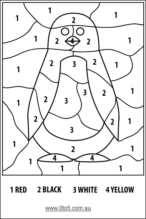 Coloring Pages For Boys Easy Wintewr
 color by numbers penguin easy
