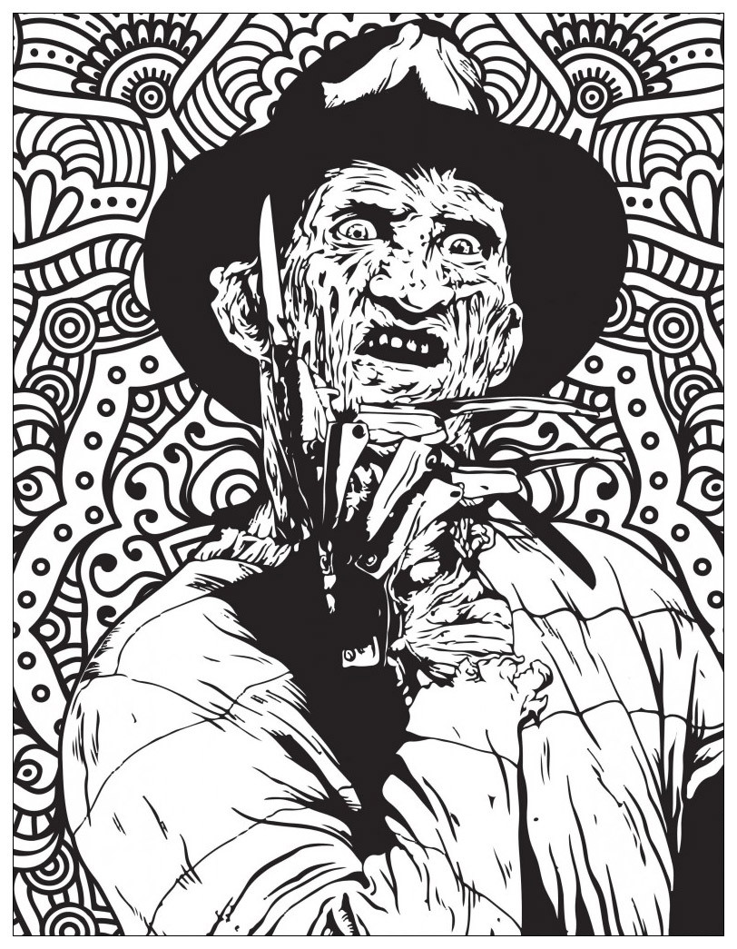 Coloring Pages For Boys Freedy Kruger
 Horror freddy krueger Halloween Adult Coloring Pages
