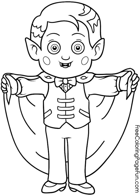 Coloring Pages For Boys Halloween
 Free Halloween Coloring Pages Boy Dracula Costume