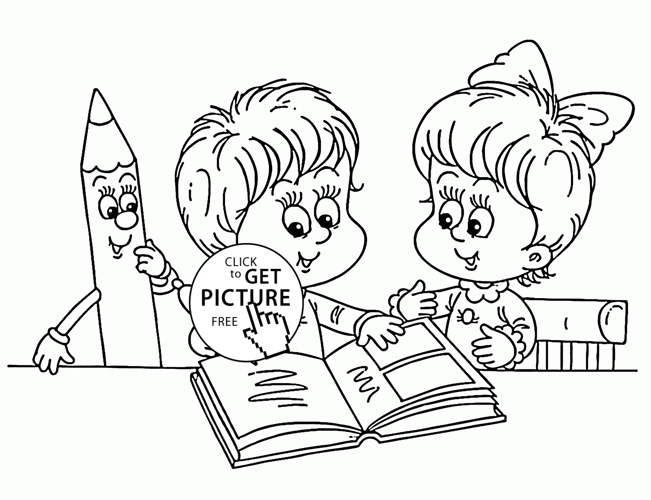 Coloring Pages For Boys Learn
 Children Reading Book coloring page for preschoolers back