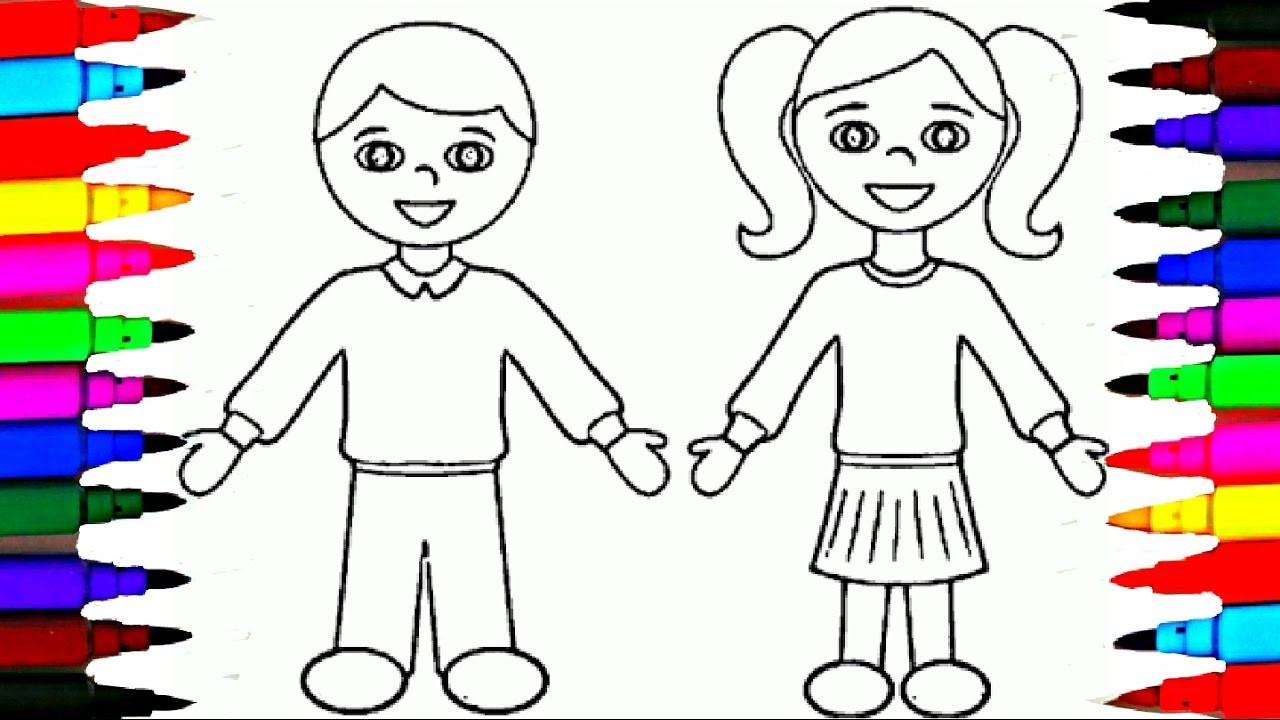 Coloring Pages For Boys Learn
 School Girl and Boy Coloring Pages l Kids Drawing Coloring