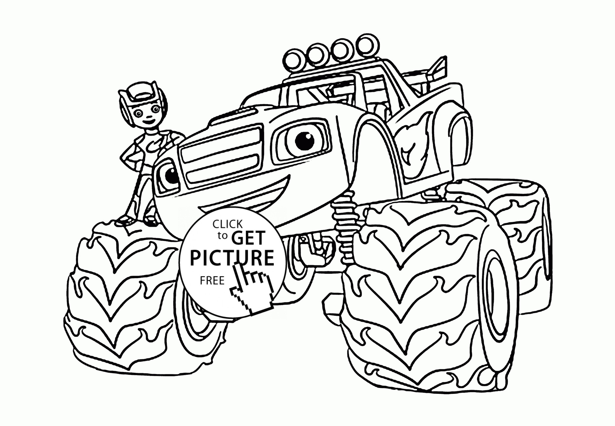 Coloring [Pages For Boys
 Blaze Monster Truck with Boy coloring page for kids
