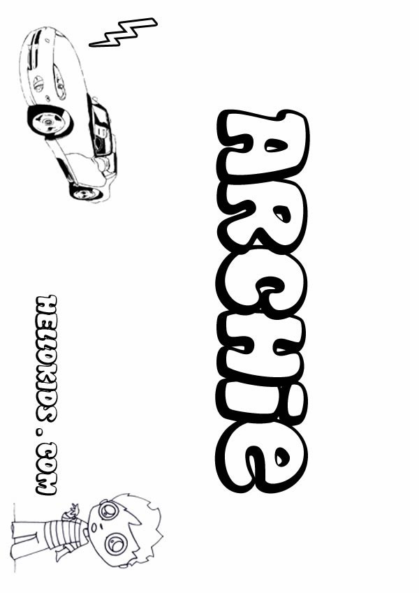 Coloring Pages For Boys Names
 kids name coloring pages Archie boy name to color