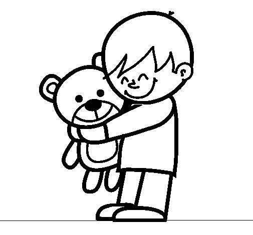 Coloring Pages For Boys Of Teddy
 Boy with teddy coloring page