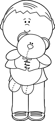 Coloring Pages For Boys Of Teddy
 Black and White Boy Holding a Teddy Bear Clip Art Black